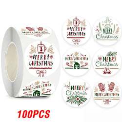 100-500pcs Christmas Theme Seal Labels Stickers For DIY Gift Baking Package Envelope Stationery Decoration 1inch (Online Order Only)