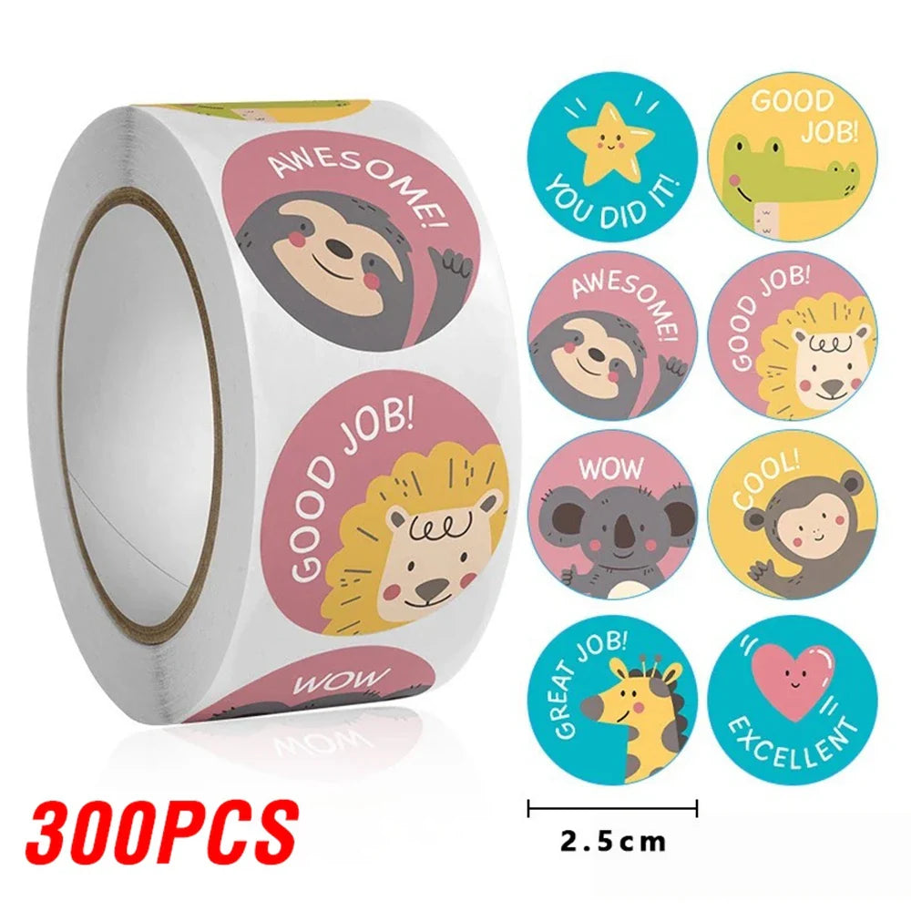100-500pcs Cartoon Animals Cute Reward Stickers for Kids School Teacher Supplies Kids Classic Toy Gift Sealing Decor Stationery (ONLINE ORDER ONLY)