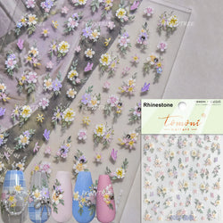 Colorful Dried Flowers Wreath Floral Plant Petal Bud Garden Charming 5D Reliefs Self Adhesive Nail Art Stickers Manicure Decals (Online Order Only)