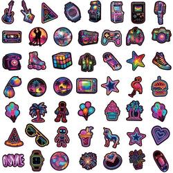 10/50PCS Anime Fashion Neon Light Graffiti Stickers Aesthetic for Laptop Luggage Car Motorcycle Cool Waterproof Decals Sticker (ONLINE ORDER ONLY)