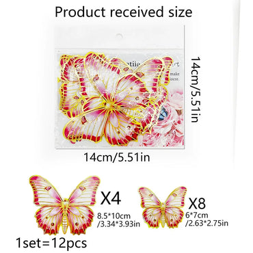 12 Butterfly Wall Stickers Gold Edged Room Decor Decals (ONLINE ORDER ONLY)