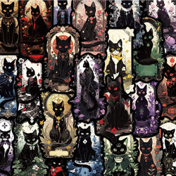 10/30/50pcs Gothic Dark Black Cat Moon Aesthetic Stickers Cool Goth Decals Skateboard Laptop Phone Car Decoration Sticker Toys (ONLINE ORDER ONLY)