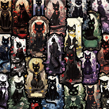10/30/50pcs Gothic Dark Black Cat Moon Aesthetic Stickers Cool Goth Decals Skateboard Laptop Phone Car Decoration Sticker Toys (ONLINE ORDER ONLY)