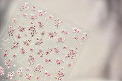 Flowers Blooming Cherry Blossom Sakura Living Peach Branch 5D Soft Relief Spring Adhesive Nail Art Sticker Chic Manicure Decals (ONLINE ORDER ONLY)