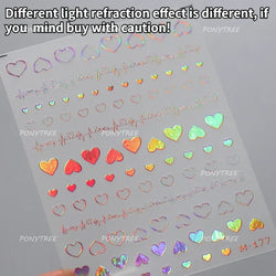Graffiti Line Love Heart Cool Personal Hollow Out English Letter Y2k Self Adhesive Nail Art Decorations Sticker Manicure Decals (ONLINE ORDER ONLY)