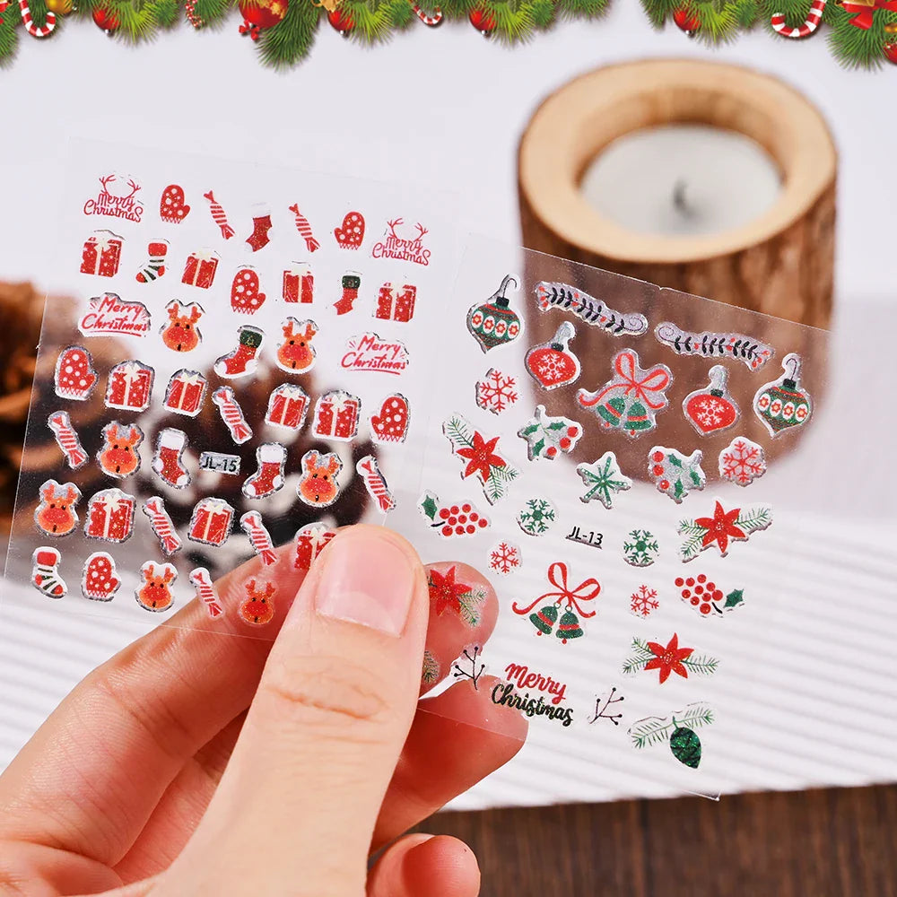 30 Sheets Cute Penguin Winter Nail Stickers Set 3D Snowflake Christmas Decals Tree Elk Bell Self Adhesive Slider Manicure Tips * (ONLINE ORDER ONLY)