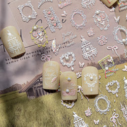 Dreamy Lace Swan Bowknot Rose Flower Castle Butterfly Feather Heart Chic Adhesive Nail Art Stickers Manicure Decals Wholesale (ONLINE ORDER ONLY)