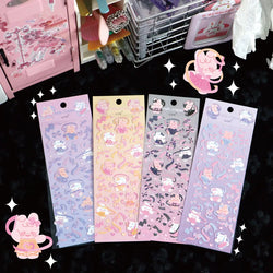 6/8pcs Kawaii Ribbon Rabbit Decorative Sticker Set Girls Scrapbooking Idol Card DIY Diary Album Collage Material Korean Stickers (ONLINE ORDER ONLY)