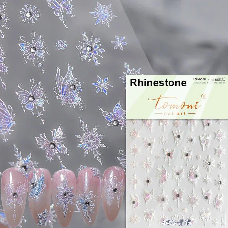Dreamy Moon Star Cloud Butterfly Starrylight Rhinestone 5D Soft Embossed Relief Nail Art Sticker 3D Decal Decoration Manicure (ONLINE ORDER ONLY)