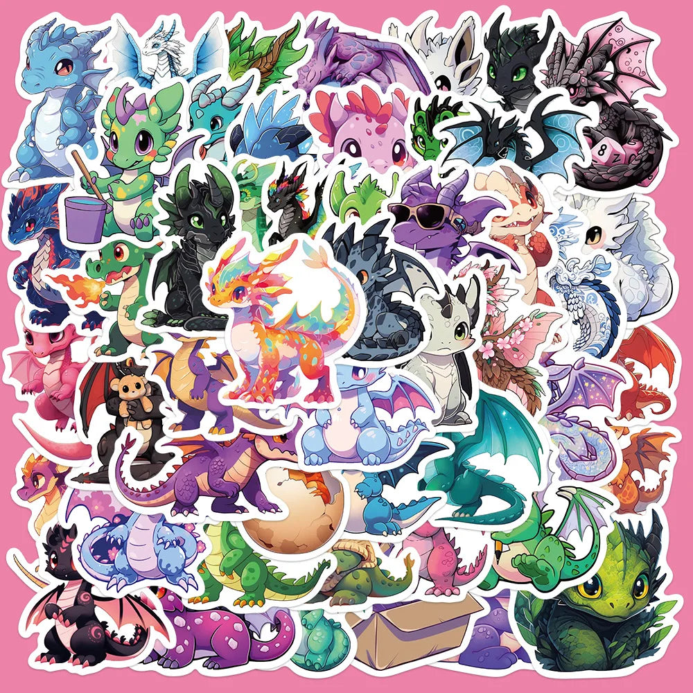 50pcs Dragon Graffiti Stickers for Helmets, Walls, DIY Decor Wholesale (Online Order Only)