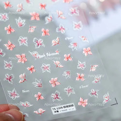 Chic Begonia Flower Miss-grass Pink Gradient Cherry-apple Tree Leaves Peach Blossom Adhesive Nail Art Spring Nail Stickers Decal (ONLINE ORDER ONLY)