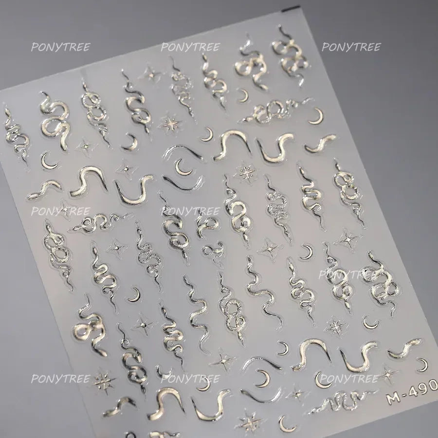 Romantic Purple Star Moon Butterfly Bowknot Retro Water Drop Gem Starburst Adhesive Nail Art Stickers Starlight Manicure Decals (ONLINE ORDER ONLY)