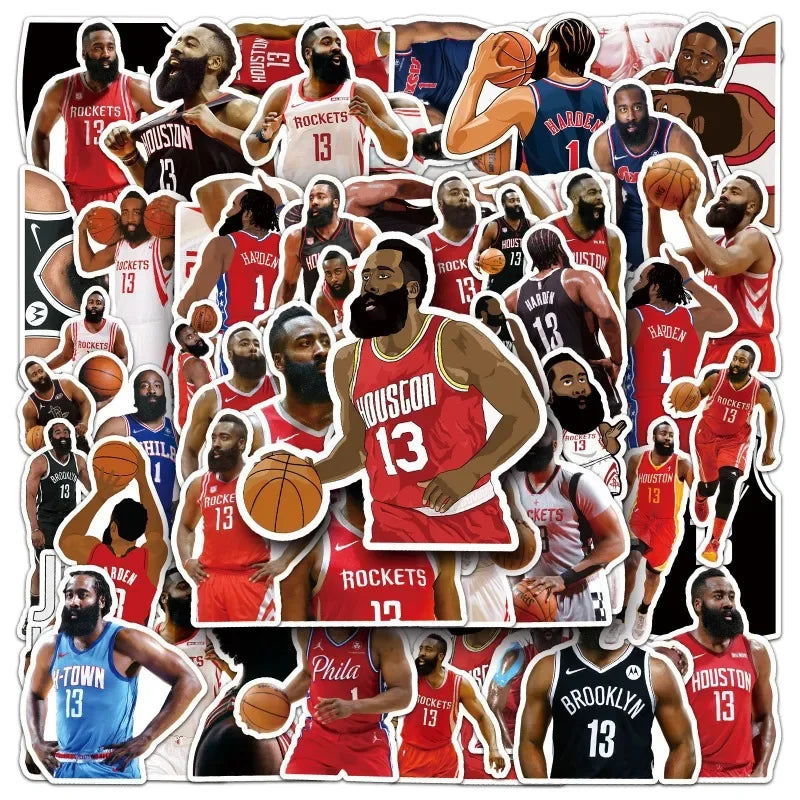50pcs James Harden Basketball Stickers for Luggage, Water Bottles, Phones, Laptops, Scooters, Refrigerators (ONLINE ORDER ONLY)