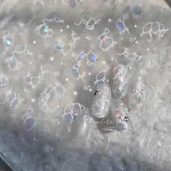 Summer Beach Ocean Water Ripples Flash Star Shell Starfish Conch Seasnail Soft Relief Decoration Nail Art Sticker Manicure Decal (ONLINE ORDER ONLY)
