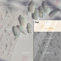 Antique Vigorous Pink Green Bamboo Leaf Robust Plant 5D Soft Relief Adhesive Nail Art Stickers Bouncing Leaves Manicure Decals (ONLINE ORDER ONLY)