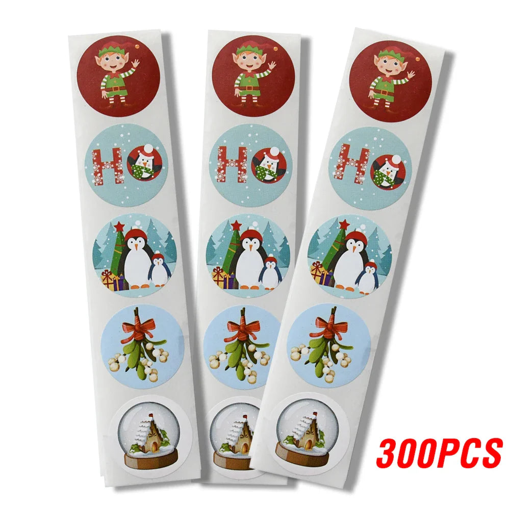 100-500pcs Christmas Sticker Cartoon Christmas Tree Santa Claus Paper Label Merry Christmas Cute Stickers Stationery Stickers (ONLINE ORDER ONLY)