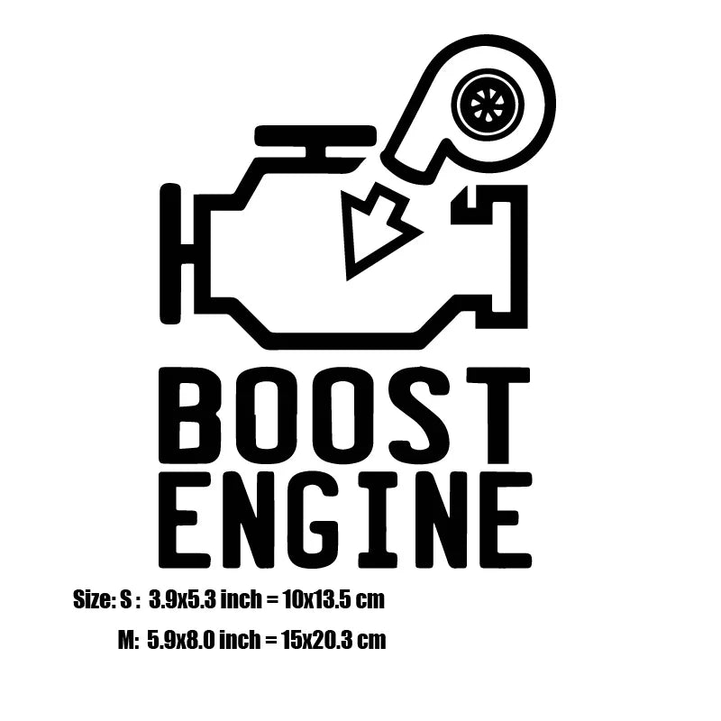 "BOOST ENGINE"stickers,creative decal High Quality And Durable Automobiles Exterior Accessories Self-adhesive Decals (ONLINE ORDER ONLY)