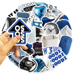 30Pcs Blue Time Cartoon Aesthetic Stickers Cute Decal For Computer Laptop Phone Luggage Graffiti Sticker Toy (ONLINE ORDER ONLY)