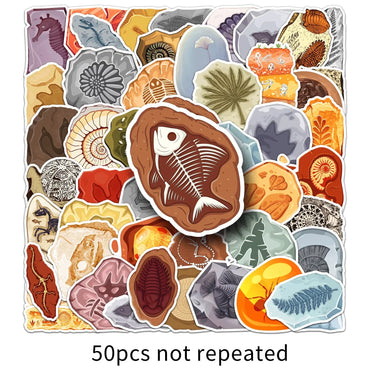 50Pcs Cartoon Fossil Graffiti Stickers for Helmet, Wall, DIY Decor (Online Order Only)