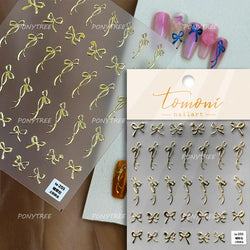 Purple Gold Silver Bowknot Cherry Fruit Cute Ribbon Tie Line Delicate 3D Adhesive Nail Art Stickers Manicure Decals Wholesale (Online Order Only)
