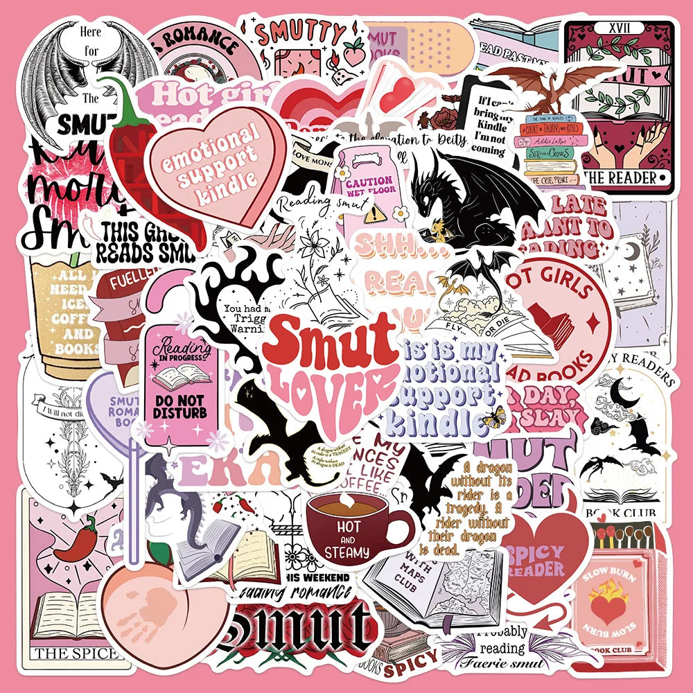 50pcs Smutty Bookish Graffiti Stickers for Helmet, Wall, DIY Decoration Wholesale (Online Order Only)