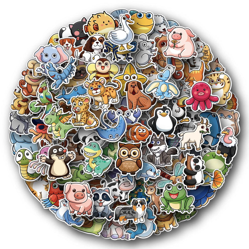 Cute Animal Stickers Pack: Cartoon Decals for Kids, DIY Laptop, Suitcase, Notebook, Fridge, Wall (Online Order Only)