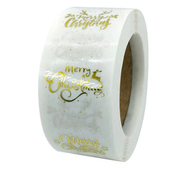Gold Merry Christmas Stickers 100-500pcs Mail Stickers For Business Packaging, Bags, Boxes And Envelope Sealing Label Sticker (ONLINE ORDER ONLY)