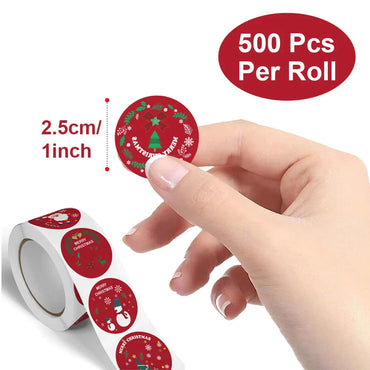 100-500pcs Merry Christmas Stickers 1 inch Round Christmas Tags Stickers for kids Gift Baking Package Envelope Stationery Decor (ONLINE ORDER ONLY)
