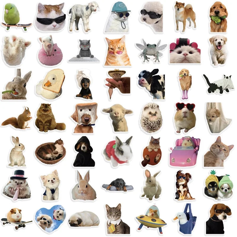 50PCS INS Animal PET Sticker Aesthetic Children's Decoration Scrapbooking Stationery DIY Hand Accounting Supplies for Kids (ONLINE ORDER ONLY)