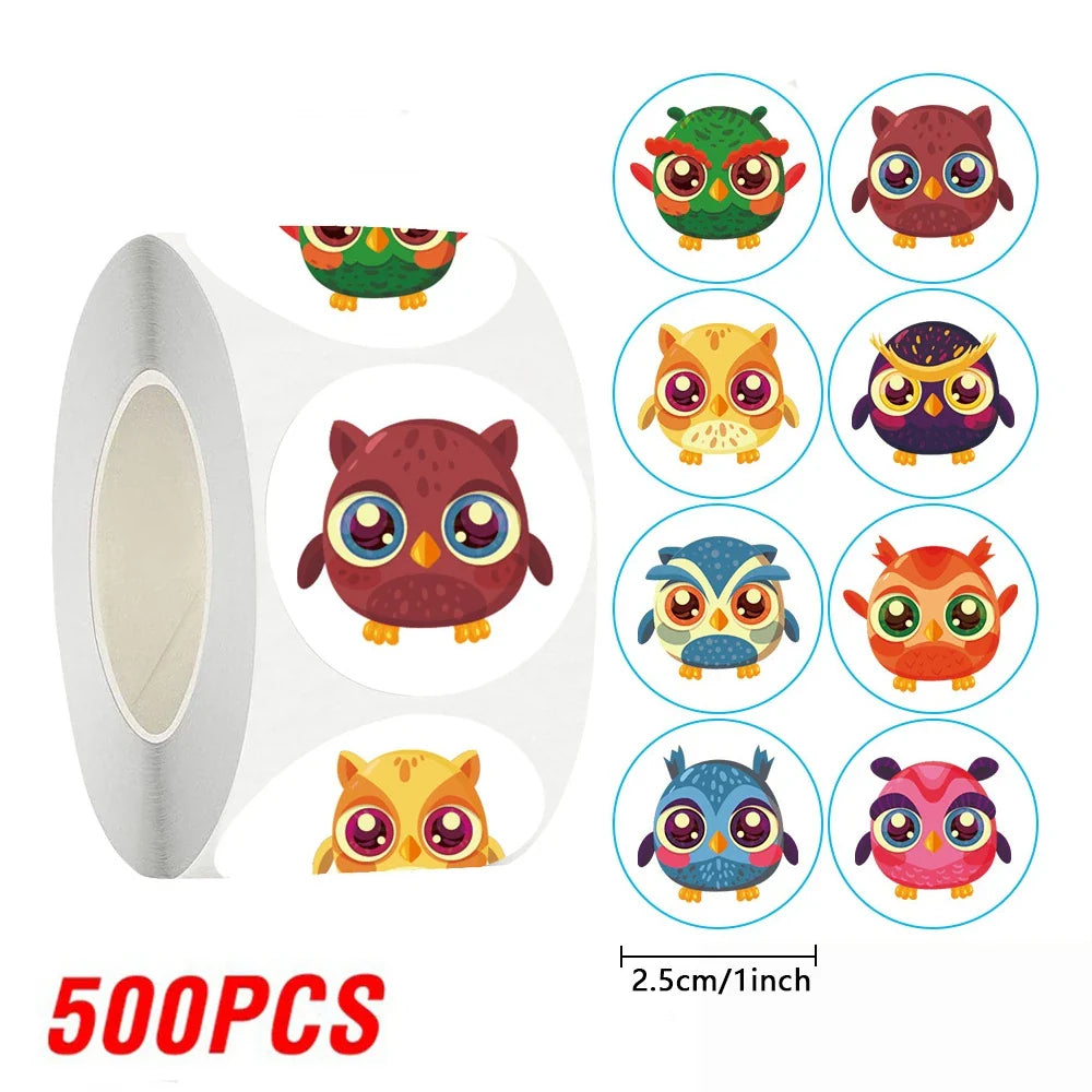 100-500pcs Owl Animal Sticker Reward Sticker Party DIY Gift Decoration Seal Label Children's Toys Office Stationery (ONLINE ORDER ONLY)
