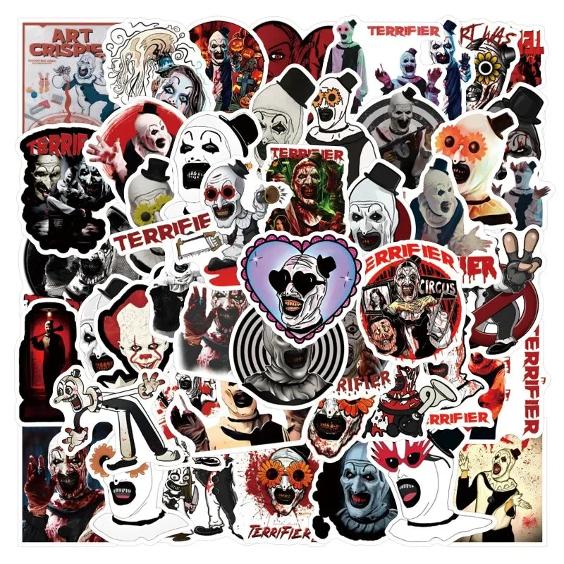 Terrifier Graffiti Stickers Pack - 55pcs for Laptop, Phone, Car, Scooter, Water Bottle, Suitcase, Stationery, Refrigerator (Online Order Only)