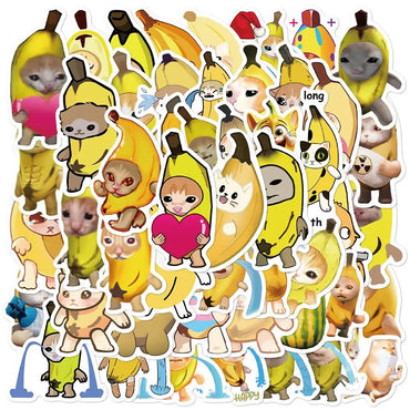 10/50pcs Cute Funny Banana Cat Meme Stickers Aesthetic Graffiti Decals Toy DIY Laptop Luggage Fridge Phone Stationery Sticker (Online Order Only)