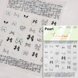 Retro White Lace Bandage Line Bowknot Irregular Fabric Cording Square Calligraphy Adhesive Nail Art Sticker 3D Manicure Decals (ONLINE ORDER ONLY)