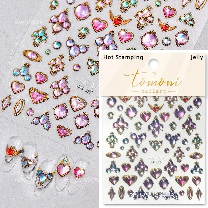 French Lines Gemstone Necklace Gilding Light Luxury Pearl Self Adhesive Nail Art Decorations Stickers Manicure Decals Wholesale (ONLINE ORDER ONLY)