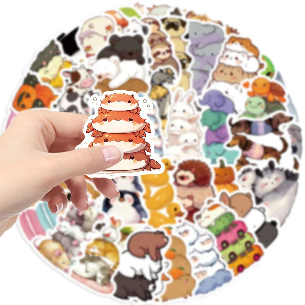 60pcs Cartoon Fun Animal Sticker Toy Skateboard Guitar Computer Refrigerator Desk Personality Graffiti Creative Decoration (ONLINE ORDER ONLY)