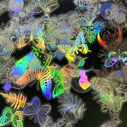Holographic Butterfly Stickers - 10/30/50/100PCS Transparent Decorative DIY Stationery (Online Order Only)
