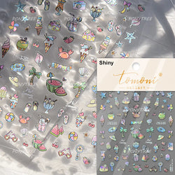 Summer Beach Bikini Watermelon Duck Cat Ice Cream Shell Coconut Tree Cherry Starfish Sunglasses Nail Art Sticker Manicure Decals (ONLINE ORDER ONLY)