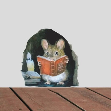 3PC Realistic Reading Mouse Hole Stickers for Corner Stairs Funny Room Decor Pvc Wallpaper for Home Decoration Wall Decal (ONLINE ORDER ONLY)
