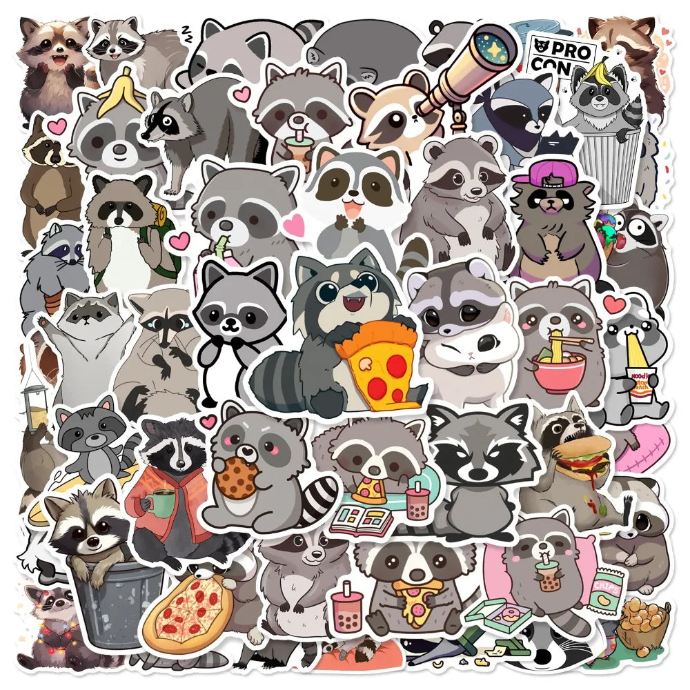 Cartoon Raccoon Stickers for Luggage, Notebook, Laptop, Phone, Kids - 10/25/50pcs (ONLINE ORDER ONLY)