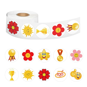 100-500pcs Little Red Flower Reward Stickers Tape Creative School Stationery Cute Kids Toy Stickers Gift decoration label (ONLINE ORDER ONLY)