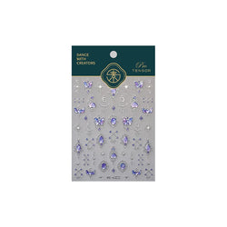 Romantic Purple Star Moon Butterfly Bowknot Retro Water Drop Gem Starburst Adhesive Nail Art Stickers Starlight Manicure Decals (ONLINE ORDER ONLY)