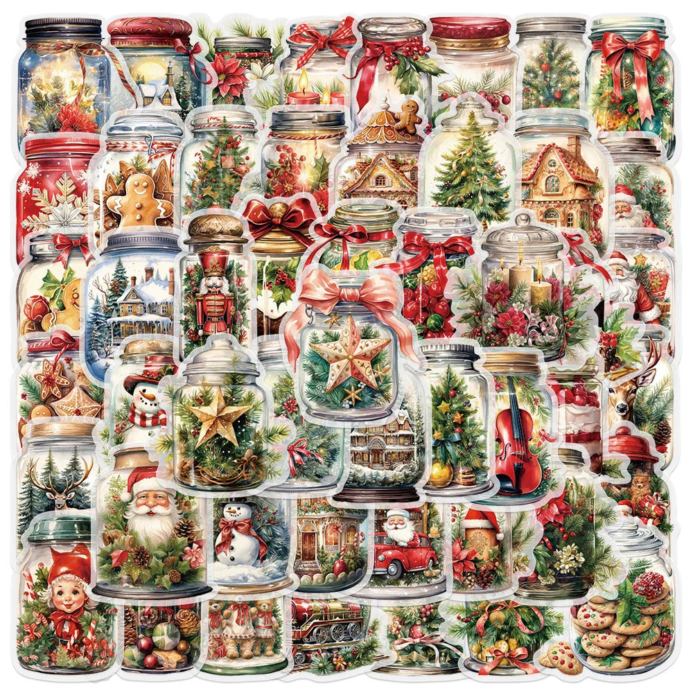Retro Cartoon Christmas Stickers Decals for Laptop, Notebook, Suitcase, Kids Toys - 10/30/50pcs (ONLINE ORDER ONLY)