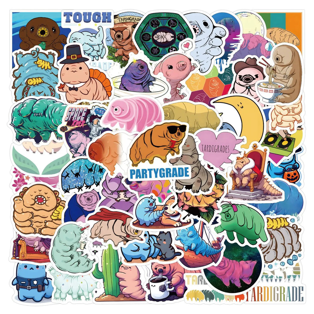 Tardigrade Cartoon Stickers Pack - Animal Graffiti Decals for Laptop, Guitar, Car, Bike, Scrapbook (Online Order Only)