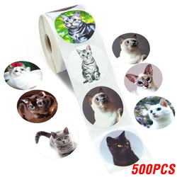 100-500pcs Creative Animals Cat Stickers 1inch Labels Reward Sticker For School Teacher Kids Smile Stationery Sticker (ONLINE ORDER ONLY)
