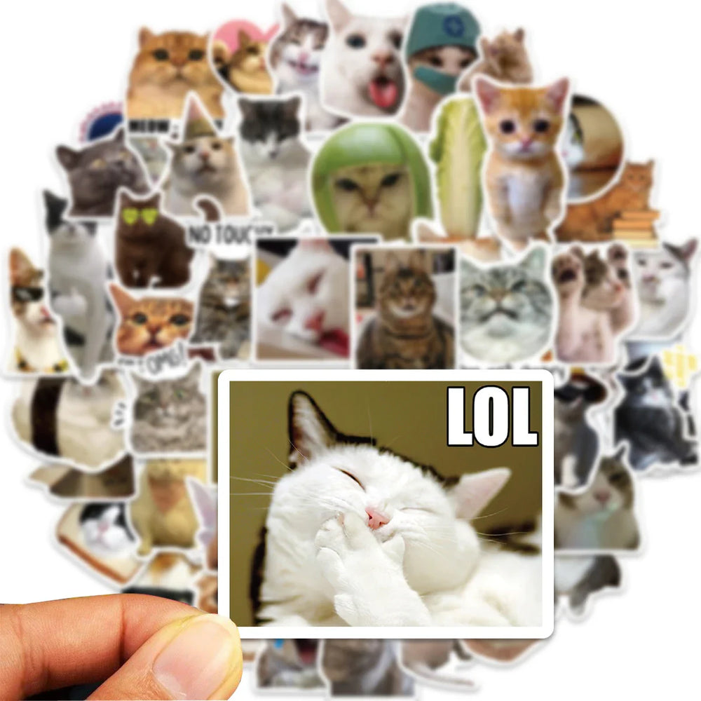 50PCS Cute Cat Stickers For Skateboard Scrapbook Water Bottle Laptop Luggage Kids Toys Vinyl Waterproof Funny Cats Decals (ONLINE ORDER ONLY)
