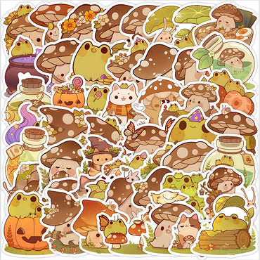 10/30/50PCS Frog Cartoon Stickers Mushroom Graffiti Decals Cute Style Sticker Laptop Phone Guitar Car Bike Skateboard Kids Toys (ONLINE ORDER ONLY)