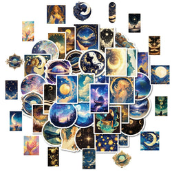 Black Starry Sky Universe Cartoon Stickers PVC Waterproof Skateboard Notebook Graffiti Toy (Online Order Only)