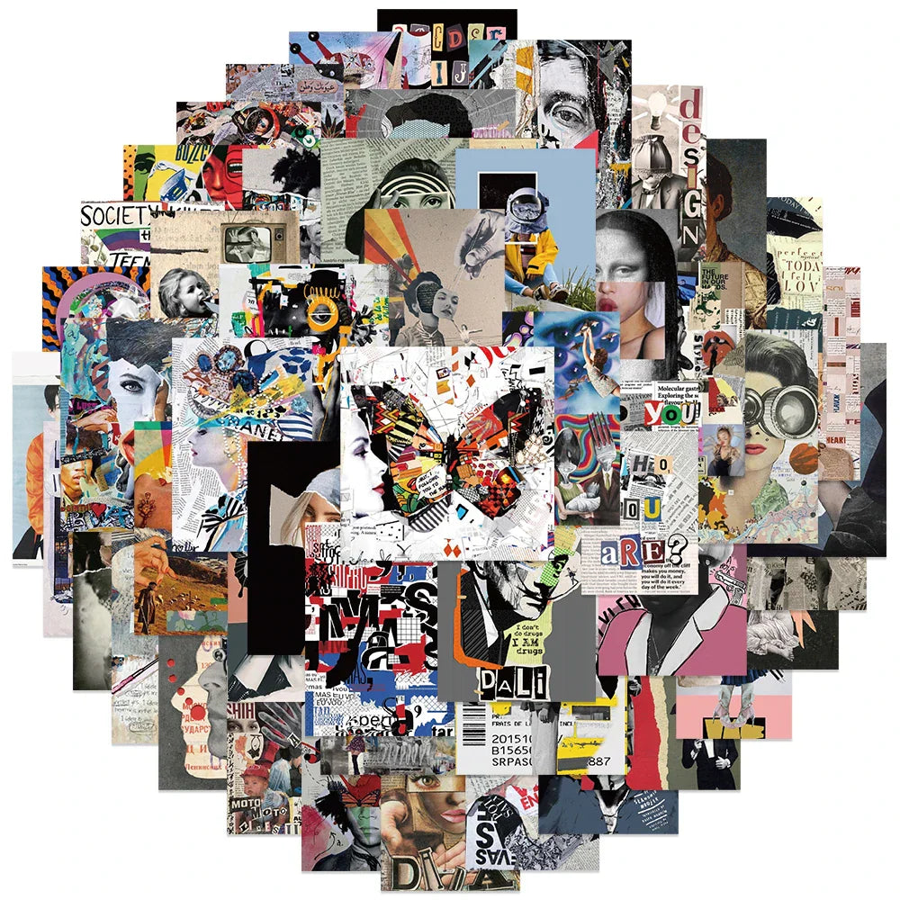 50pcs Modern Art Magazine Cover Aesthetic Stickers Water Bottle Laptop Decals Luggage Diary Skateboard Waterproof Vinyl Sticker (Online Order Only)