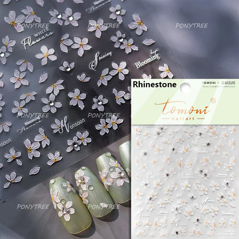 Pink Peach Blossom Blue Magpie Butterfly Bird Wing Tree Branch Animals Plants Shiny 3D Adhesive Nail Art Stickers Manicure Decal (ONLINE ORDER ONLY)