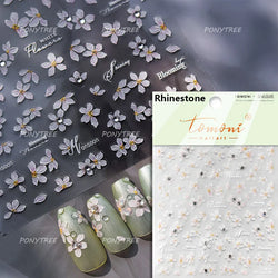 Pink Peach Blossom Blue Magpie Butterfly Bird Wing Tree Branch Animals Plants Shiny 3D Adhesive Nail Art Stickers Manicure Decal (ONLINE ORDER ONLY)